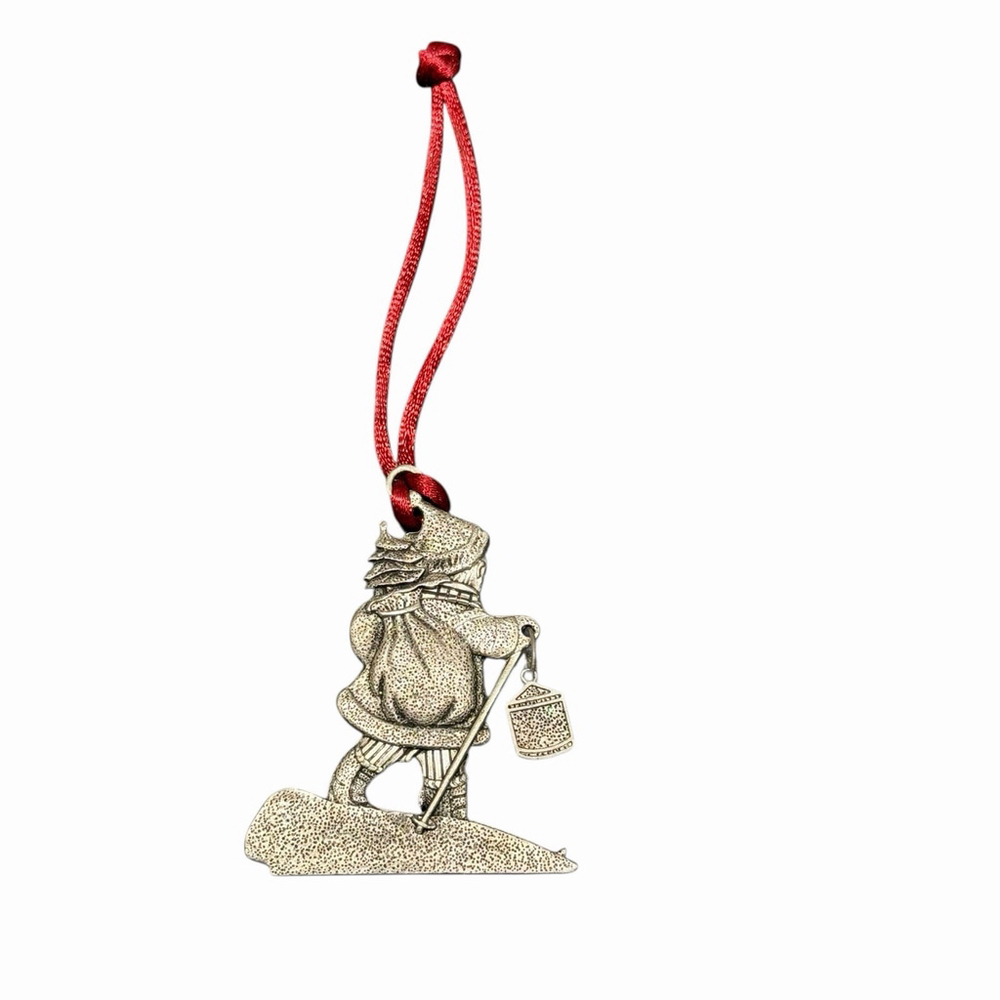 2011 Pewter Santa Claus Skiing Christmas Ornament Skier Holiday Decor Unique HTF - Picture 4 of 5